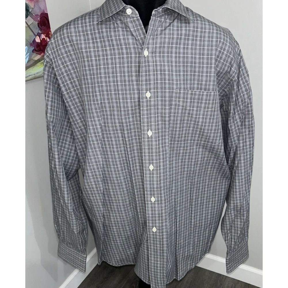 Polo Ralph Lauren Shirt Mens Sz 17.5 36/37 Philip Button Down Gray Plaid